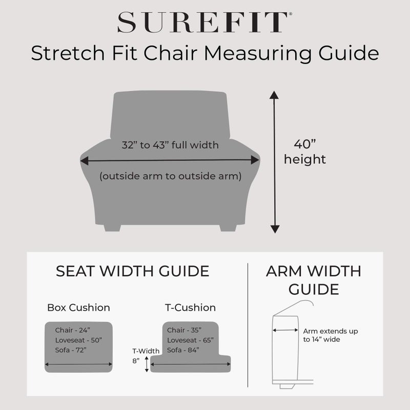 SureFit Stretch Pinstripe 2 Piece T Cushion Chair Slipcover in French Blue - Image 4